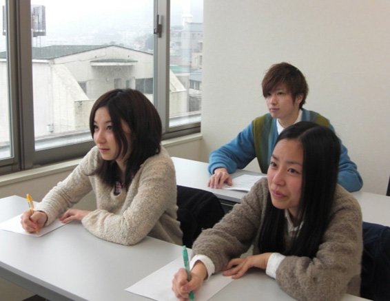 Students sitting in a classroom